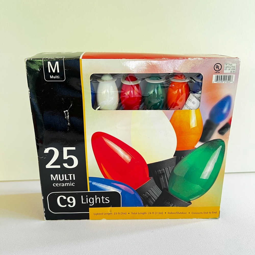 Target 25 Multi Ceramic C9 Lights Christmas Indoor Outdoor 24 ft Green Wire